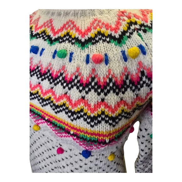 Talbots Women Sweater Pom Pom Crew Neck Petite Small Button Back - Picture 6 of 12